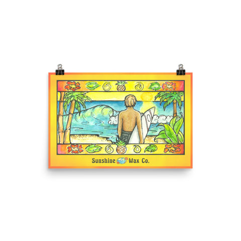 Sunshine Wax Co. Surfer Guy Poster