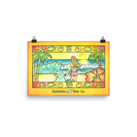 Sunshine Wax Co. Surfer Girl Poster